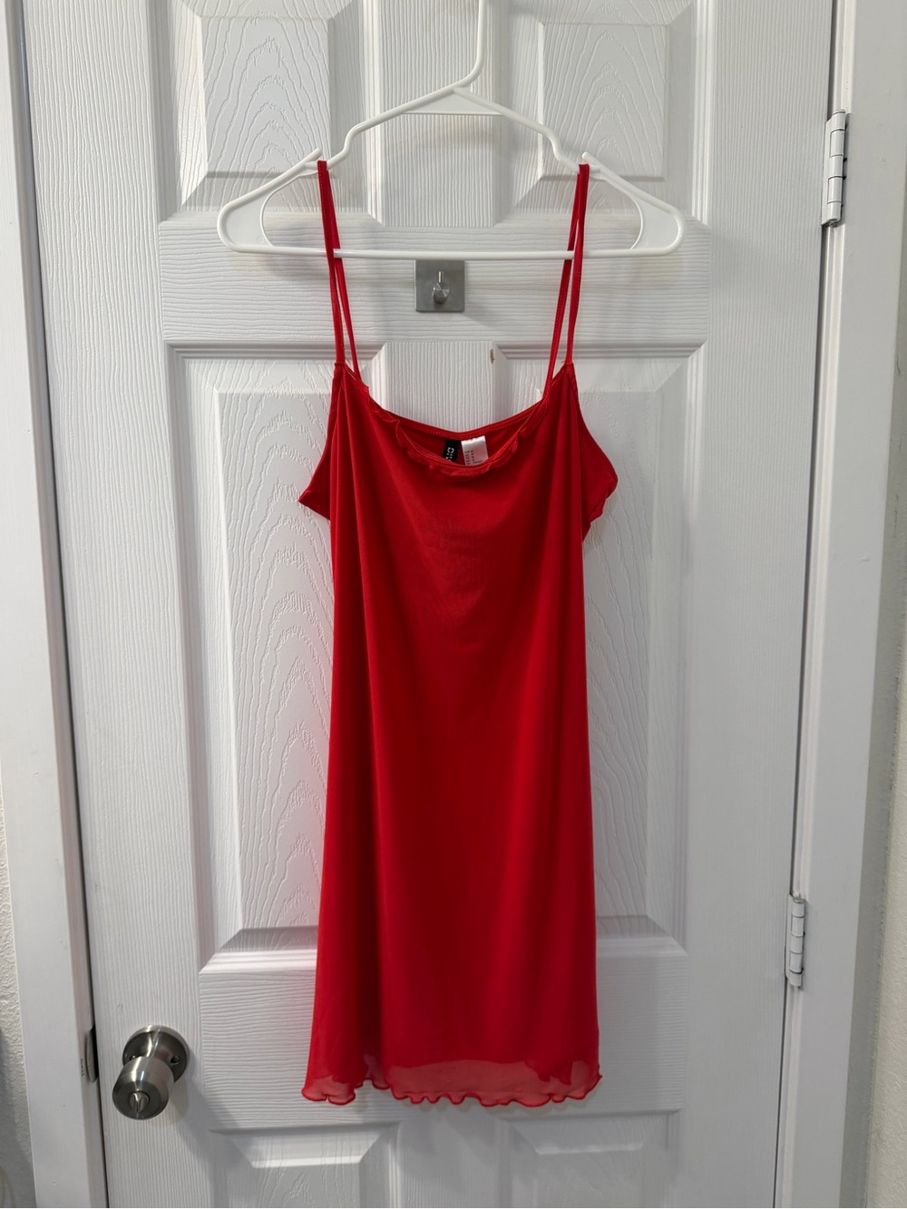 Divided Bright Red Ruffle-Trim Mini Dress